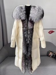 Womens Fur Faux Winter Coat Women Goose Down Jacket Long Thick Warm Oversized Real Fox Collar Luxury Fashion Outerwear Streetwear 231113
