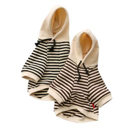 Dog Apparel Autumn Winter Pet Clothes Striped Hoodie French Bulldog Clothing For s Costume Parent Child s 230414