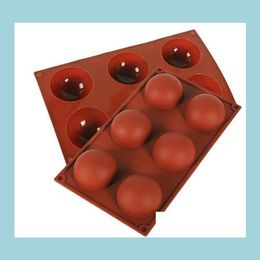 Baking Moulds Large 6 Cavity Sile Round Moulds For Chocolate Ice Cube Nonstick Mods Jelly Pudding Cupcake Pan Tray Drop Delivery Home Dhpk9