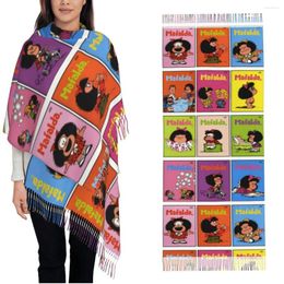 Scarves Mafalda Cute Poster Scarf For Womens Winter Fall Pashmina Shawl Wrap Lovely Long Daily Wear