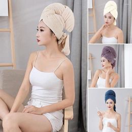 Towel Large Hair Wrap With Elastic Strap Highly Water Absorption Super Soft Fast Drying Anti-Frizz Solid Color