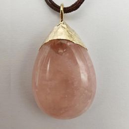 Pendant Necklaces Natural Rose Quartz Stone GEM Bead Teardrop Jewellery S113