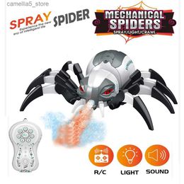 Electric/RC Animals Simulation Electric Remote Control Spray Spider Light Music Animal Dancing Mechanical Dinosaur Children Wireless RC Pet Toy Gift Q231114