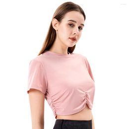 Active Shirts Yoga For Women Sport Gym Running Workout Outdoor Nylon Solid Fast-Dry Breathable Loose Fitness Crop Top Plus Size