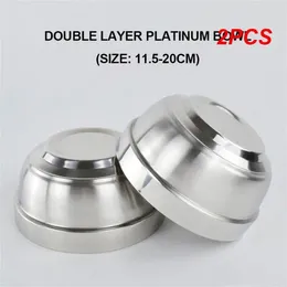 Bowls 2PCS Stainless Steel Bowl Household Canteen Kindergarten Anti-scalding Double-layer Children Adult Noodle Soup Metal