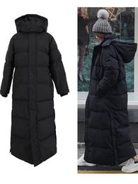 Womens Down Parkas parka Super long jacket female knee winter woman with thick black coat in 231114