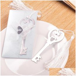 Party Favor Metal Key To My Heart Heartshaped Bookmark With Whitesilk Tassel Gifts Favors Wa1849 Drop Delivery Home Garden F Dhevt