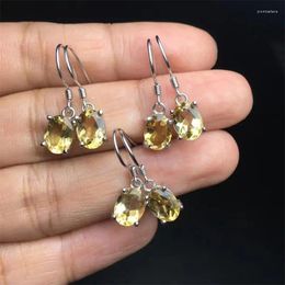 Strand Natural Citrine Faceted Stone Drop Earrings Energy Gemstone Women Stretch Jewellery Healing Birthday Present