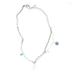Chains Fashion Peach Water Drop Pendant Necklace Sweet Cool Clavicle Chain Aesthetic