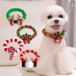 Dog Collars Christmas Pet Collar Creative Puppy Bowtie Hair Ball Adjustable Necklace For Small Dogs Cat Grooming Accessories
