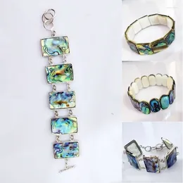 Charm Bracelets 1PC Natural Abalone Shell Bracelet Beaded Rectangle Colourful Bangle For Women Men Fashion Jewellery
