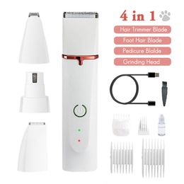 Dog Grooming Cat Hair Trimmer Paw Nail Grinder Pets Clippers Foot Cutter Low Noise Machine USB Supplies 230414