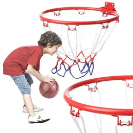 Other Sporting Goods 32cm Indoor Wall Mounted Basketball Hoop And Netting Metal Hanging w Goal 4 Rim Kids Mini Home Exercise Accessories 231113