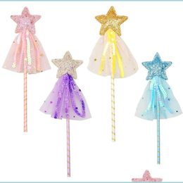 Party Favor Fairy Glitter Magic Wand With Sequins Tassel Kids Girls Princess Dressup Costume Scepter Role Play Birthday Holiday Gift Dhhx5