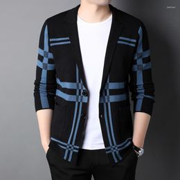 Men's Sweaters Cardigan Male Knitted Sweater Men's Winter Jackets Autumn Thin Plaid Casual Little Blazer