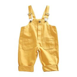 Overalls Toddler Overalls Baby Suspender Boys Trousers Solid Baby Boy Overalls Autumn Girls Cute Yellow Romper Pants for Kids 230414