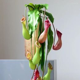 Decorative Flowers Nepenthes Branch Wall Hanging Fake Plants Room Decor Artificial Bedroom Decoration Flores Deco Monkey Cup