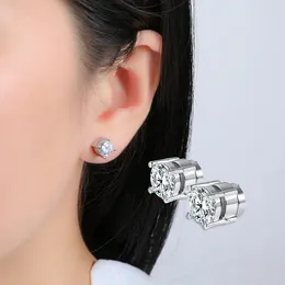 Stud Earrings Luxury Fashion Round CZ Magnetic On Non-pierced Ear Studs Jewellery For Women Men