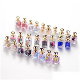 Stud Per Bottle Ear Dry Flower Glass Earrings Double Side Crystal Quicksand Fashion Jewelry Drop Delivery Dhgarden Dhxlw