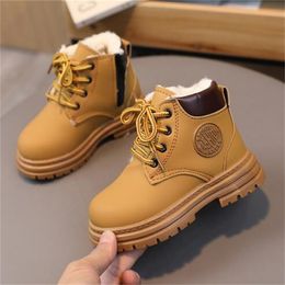 Children's Snow Boots New Winter Kids Shoes Boys Girls Wool Warm Martin Boot Side Zipper Toddler Baby Short Boots