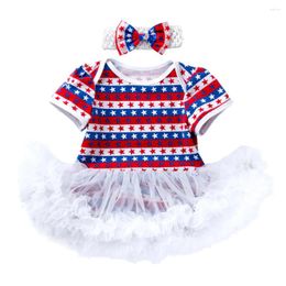 Clothing Sets Cute Baby Girls Clothes Set My First Birthday Independence Day Outfit Tutu Bodysuits Dress Star Printed Romper With Headbands