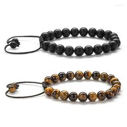 Strand ZG Bracelets For Men And Women 2 Pieces/set Of Frosted Black Agate Bead Hand-woven Beaded Couple Gift Bangle Unisex Jewellery