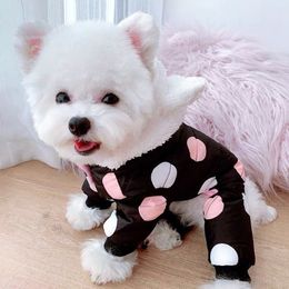 Dog Apparel Cotton Padded Jacket Clothes Puppy Hoodie Coat with Polka Dot Winter Warm Clothing for Small Pet Costume Jumpsuit 230414