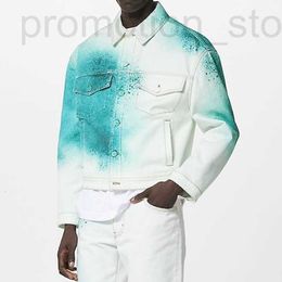 Men's Jackets Designer 23SS Ink Smudge Denim Jacket Man Women Fashion White Coat Tie-dye Hip Hop Retro Casual FZJK0517 3OWA