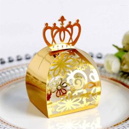 Gift Wrap 50/100pcs Flower Crown Laser Cut Hollow Gifts Chocolate Candy Dragee Packaging Boxes Baby Shower Wedding Party Supplies