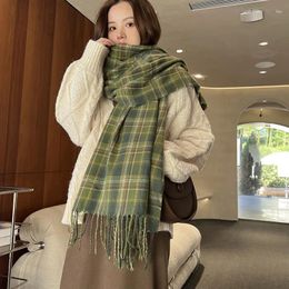 Scarves Winter Imitation Cashmere Women Scarf Preppy Style Vintage Plaid Scarve Blanket Wrap Shawl