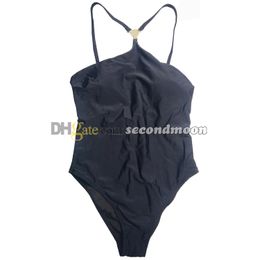 Sexy One Piece Swimwear Women Backless Bathing Suit Solid Colour Black Swimsuit Designer Breathable Beachwear