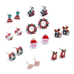 Charm New Earrings With Cute Christmas Series Charms Santa Claus Tree Ear Stud Women Jewellery Fashion Drop Delivery Dhgarden Dhsg1