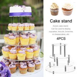 Bakeware Tools 4pcs/set Dessert Display Holder Round Transparent Acrylic Cake Stand Cupcake Party Decor Storage