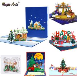 Greeting Cards Christmas Card Santa Ride Xmas Festival Year Card Winter Holiday Greeting Cards with Envelopes 231113