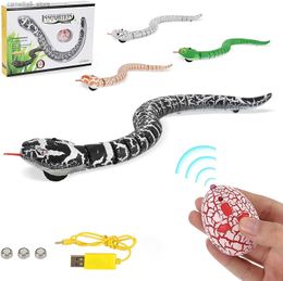 Electric/RC Animals Realistic Remote Control Snake RC Animal Scary Toy Simulated Viper Trick Terrify Mischief Toys for Halloween Children Gift Q231114