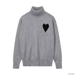 Amiparis Sweater High Collar AM I Paris Jumper Winter Thick Turtleneck Coeur Embroidered A-word Heart Love Knit Sweat Women Men Amisweater AMIs M8T5