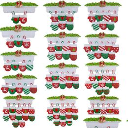 Christmas Decorations Decorative Jaffaite Pendant Creative Personalized Resin Stocking Socks Family Tree Ornament Pendants 184C3 Dro Dhqr5