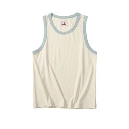 Men's Tank Tops Akkad Kuti Retro Casual Top Men 100% Cotton Stitching Colour Loose Male O-Neck Sleeveless Oversize Vest Summer 230414