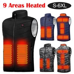 Men's Vests Thermal Warm Vest 9 Area Heating USB Electric Heating Vest Smart with Zipper Pocket Men Women Sportswear Heated Coat for Camping 231114