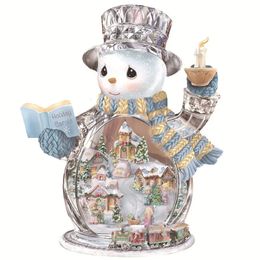 Decorative Objects Figurines Christmas Tree Rotating Sculpture Train Decorations Paste Window Stickers Winter Room Home Decor 231114