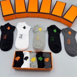 With Box Men Sock Sports Socks Designer Sock Slippers Women Premium Cotton Classic Letter Breathable Orange Basketball Football Outdoor Gift