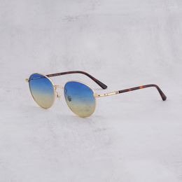 Sunglasses Women 2023 Luxury Retro Travel Drive Delicate Alloy Oval Frame Brand Design Cute Vintage Sun Glasses Men