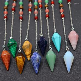 Pendant Necklaces Reiki Pyramid Hexagonal Pendulum Chakra Chain Men Women Natural Healing Point Gem Stone Jewellery Amulet Pendulo