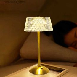 Night Lights Crystal Diamond Table Lamps Retro Led Bar Desk Lamp USB Rechargeable Eye Protection Night Light for Bedroom Hotel Office Wedding Q231114