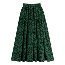 Skirts TIGENA Vintage Leopard Print Long Skirt for Women Spring Summer All-match Chiffon A Line High Waist Maxi Skirt Female Lady 230414