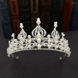 Hair Clips Baroque Crystal Pearl Bridal Tiaras Crowns Women Rhinestone Pageant Diadem Bride Headbands Veil Tiara Wedding Accessories