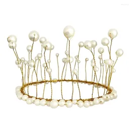 Festive Supplies Pearl Princess Cake Decoration Crown Topper Birthday Headdress Wedding Baby Shower Party Favours