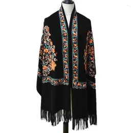Scarves Blanket Foulard Poncho Head Women Elegant Warm Shawl Long Embroidery Stoles Bandana Scarf Hijab Luxury