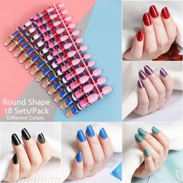 False Nails 432pcs 18 Mixed Solid Colours Short Round Almond Coffin Shape Nail Tips Full Cover False Nail Tips Press On Fake Nails 18 Strips 230413