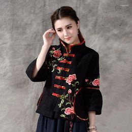 Ethnic Clothing Traditional Chinese For Womens Tops And Blouses Linen Shirt Oriental Female Cheongsam Top China TA574